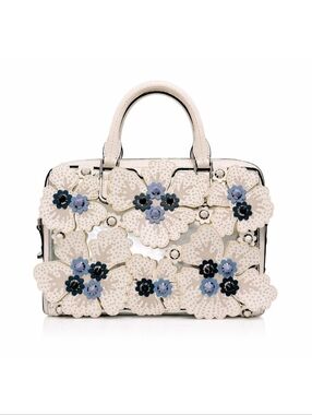Rare Henri Bendel White Floral Appliqué Satchel - Limited Edition